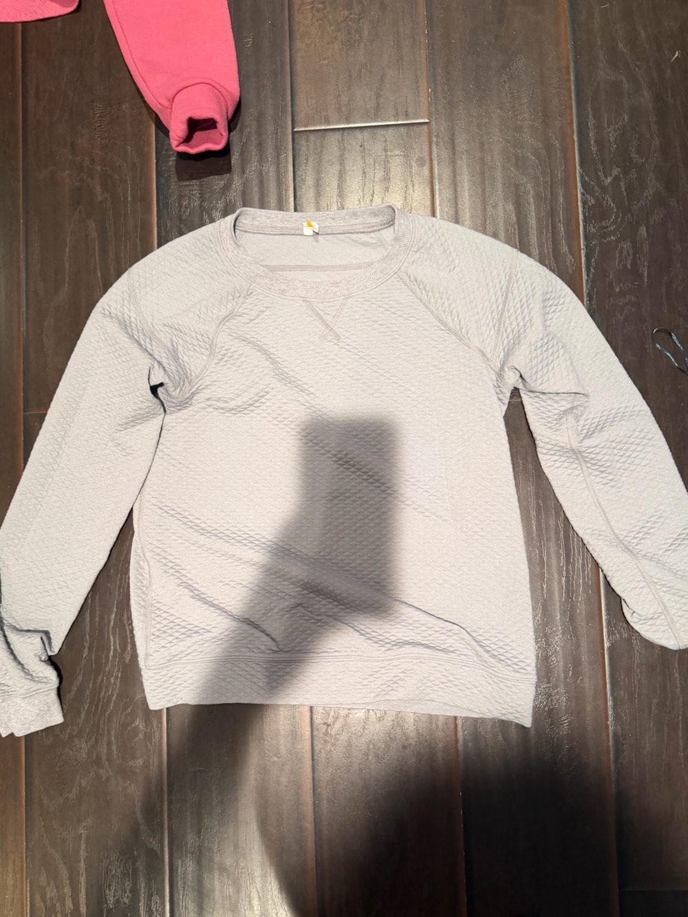 Lucy Light Gray Quilted Crewneck Sweatshirt